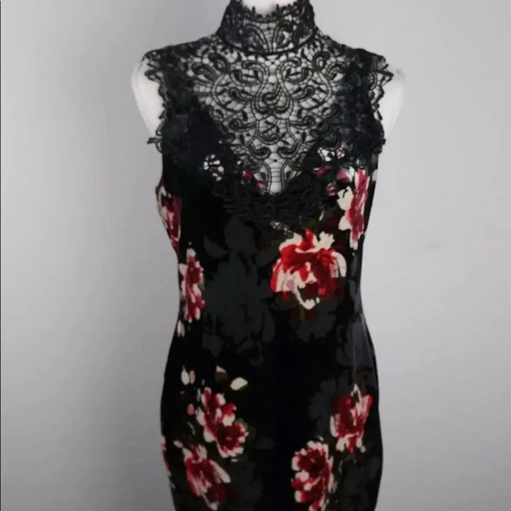 Heart and Soul Floral Lace Velour Dress sz. L